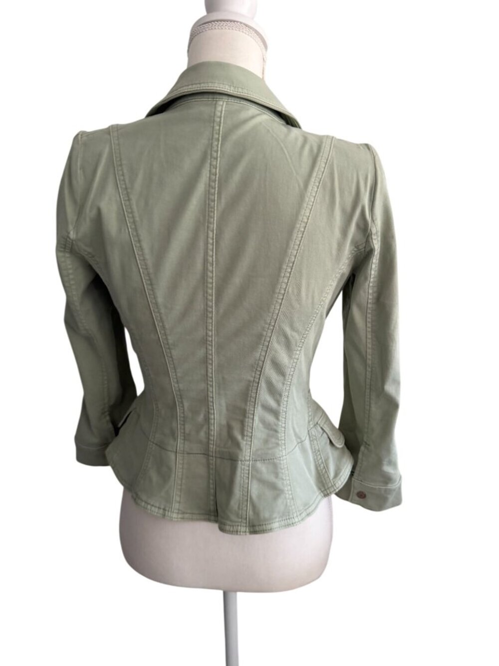 White House Black Market Sage Green Double-Breasted Peplum Blazer - Picture 7 of 9